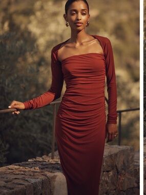 SOVERE Myriad Long-Sleeve Ruched Dress | Anthropologie